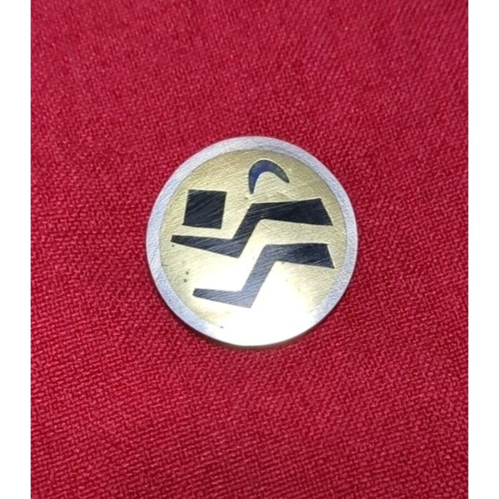 Vintage‎ Mexican 925 Sterling Silver, Brass, & Black Resin signed brooch pin